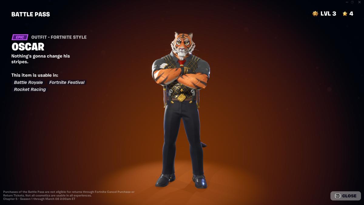 Fortnite Chapter 5 Battle Pass Oscar skin
